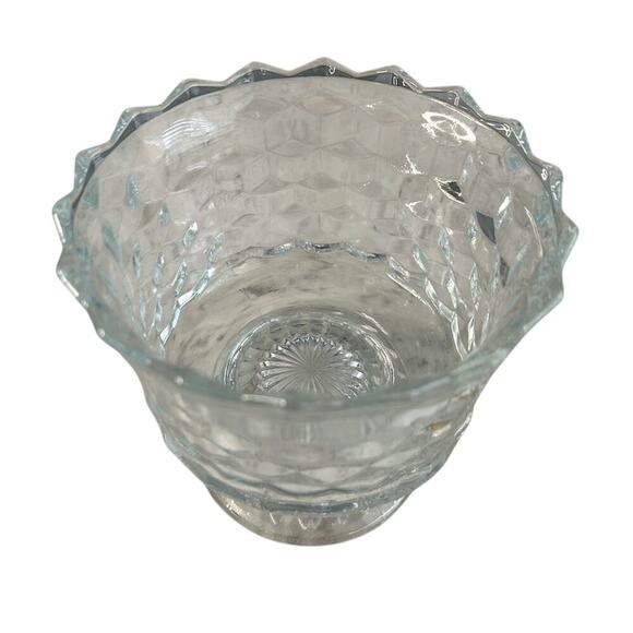 Vintage Fostoria American Footed Trifle Bowl 1950’s Cubed Pattern 6" Compote - Picture 9 of 9